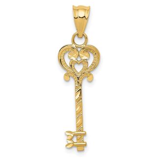 Diamond2Deal 14k Yellow Gold Diamond-cut Key Pendant