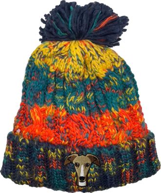 Bang Tidy Clothing Greyhound Beanie Hat - Dog Lovers Gifts Winter Hats Knitted Wooly Ladies Walking Accessories Embroidered for Pom Campfire, (DOG-BEAN-017-CCAMP)