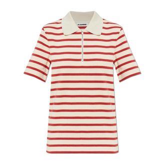 Jil Sander Polo Shirts, female, Red, Size: M Striped Polo Shirt