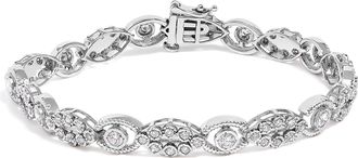 House of Brilliance 10K White Gold 2.0 Cttw Diamond Milgrain Cluster Link Bracelet