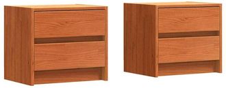 vidaXL Mesas De Noche Con Caj&oacute;n 2 Pcs Marr&oacute;n Cera 40 X 30.5 X 35.5 Cm Vidaxl