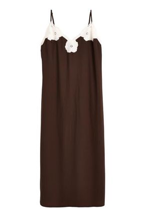 Madewell V-Neck Midi Slipdress in Dark Brown at Nordstrom, Size 00