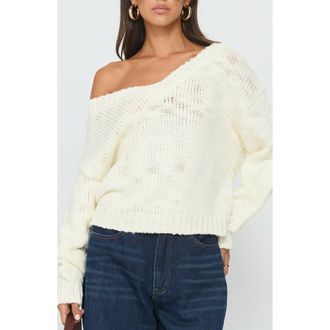 Princess Polly Talassa One-Shoulder Sweater in White at Nordstrom, Size X-Small/small