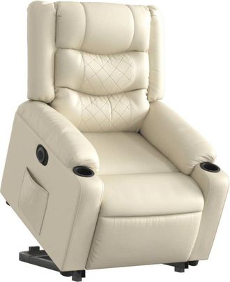 vidaXL Vidaxl - Sill&oacute;n Reclinable Elevable El&eacute;ctrico De Cuero Sint&eacute;tico Crema