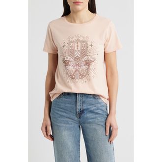 Lucky Brand Butterfly Hamsa Cotton Graphic T-Shirt in Evening Sand at Nordstrom, Size Xx-Large