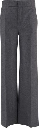 SA SU PHI Tailored Wool and Cashmere Pants - Dames - Wijde Broeken - Grijs - XL - Wol - Broeken