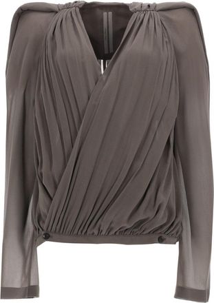 Rick Owens Neutrals Mary Draped Sheer Sleeves Jacket