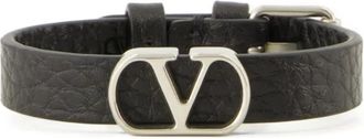 Valentino Garavani VLogo Signature Armband - Heren - Armbanden - Zwart - ONE Size - Leer - Accessoires