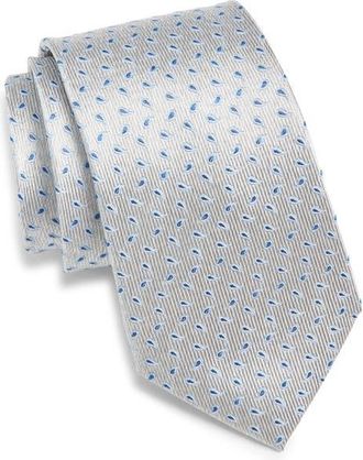Nordstrom Neat Paisley Silk Tie in Silver at Nordstrom