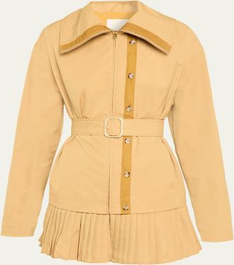 Ulla Johnson Lison Belted Jacket with Pleated Hem