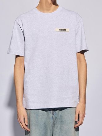 Jacquemus Mens Le Gros Grain Logo T-Shirt in Grey Cotton - Size Medium