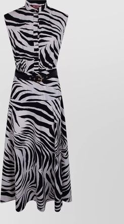 Max Mara zebra print cap sleeve belted midi dress