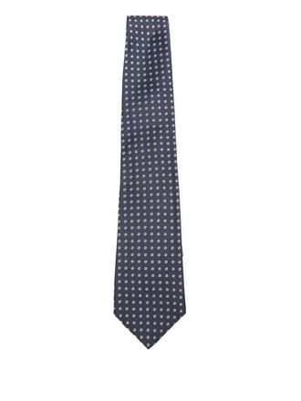 Kiton geometric-patterned silk tie - Blue