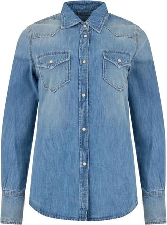 Moorer Ankita-Lgd - Dames - Blouses & Shirts - Blauw - Maat: XS Katoen