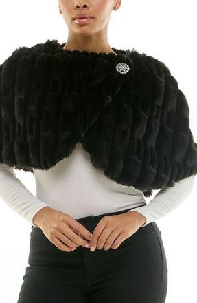 Nina Leonard Faux Fur Capelet in Black at Nordstrom Rack, Size X-Large