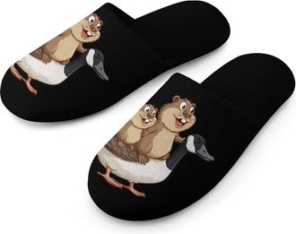 Generic Canadian Beaver Mens Slippers Warm Non-Slip Houes Shose Spa Slipper for Home Bedroom