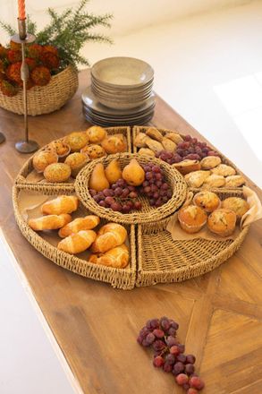 Kalalou Large Woven Vine Five Piece Round Serving Set