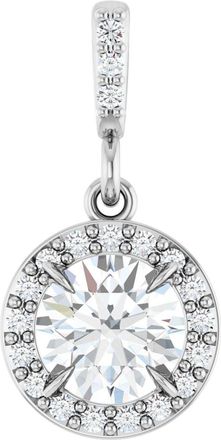 Diamond2Deal 14k White Gold 5/8ct Lab-Grown Diamond Halo-Style Pendant