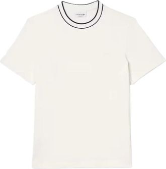Lacoste Contrast Kraag Ronde Hals T-shirt - Heren - T-shirts - Wit - L - Tops