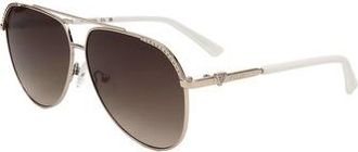 Guess Brown Gradient Pilot Ladies Sunglasses GF00051 32F 61