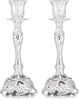 OEM Portavelas, 2 Piezas, Portavelas, Estante Para Velas, Soporte Para Velas, Posavasos, Metal, Plateado, 7,6 X 7,6 X 18,8 Cm