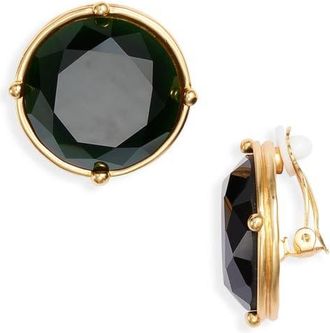 Karine Sultan Mocha Stone Clip-On Earrings in Gold/black at Nordstrom
