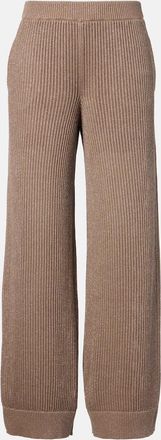 Brunello Cucinelli Ribbed-knit cotton-blend wide-leg pants