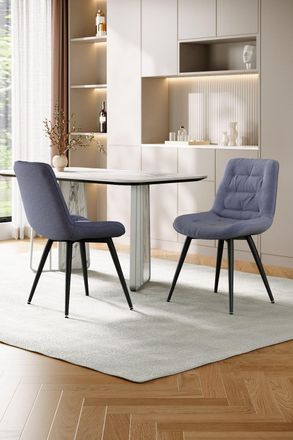Living and Home 2pcs Teddy Fleece Upholstered Dining Chair in Grey