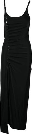 Paco Rabanne Ruched Midi Dress with Snap Button Detail