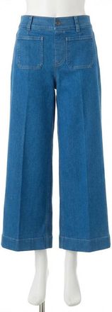 Spanx Cropped Wide Leg Jeans In Washed Blue