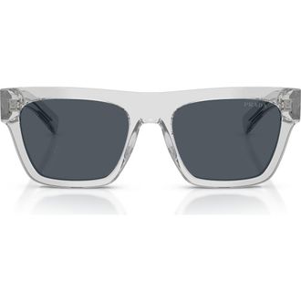 Prada 54mm Rectangular Sunglasses in Crystal Grey /Dark Grey at Nordstrom
