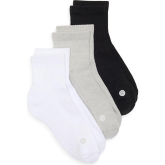 Zella Assorted 3-Pack Half Crew Socks in White Multi at Nordstrom, Size 6-8.5
