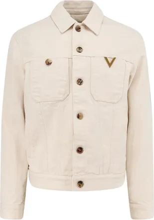 Valentino Denim Jackets, male, Beige, Size: M Denim Jacket
