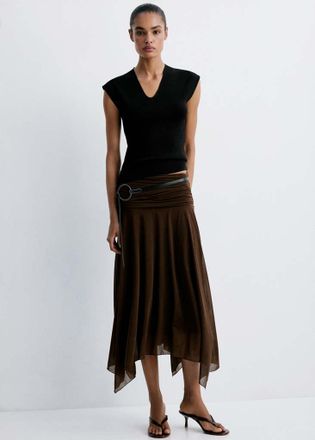 Mango Top maglia sottile collo a V nero - Donna - XXS - MANGO
