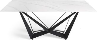 Pondecor Interiorismo Mesa de comedor VERSALLES, porcel&aacute;nico efecto m&aacute;rmol blanco y gris