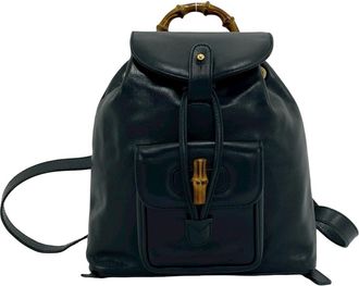 Gucci Black Leather Bamboo Backpack (Pre-Owned)