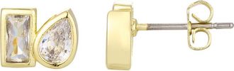 Adornia 14K Gold Plated Cubic Zirconia Duo Stud Earrings at Nordstrom Rack
