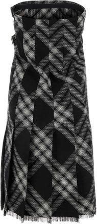 Burberry Womens Embroidered Wool Tartan Dress Black