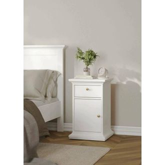 Dmora Mesa De Noche Esperance, C&oacute;moda Baja, Mesilla De Noche, Estante De La Cama, 44x40 H70 Cm, Blanco - Dmora