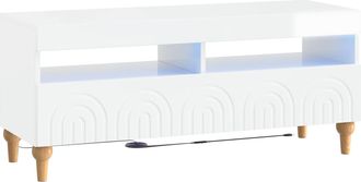 vidaXL Mueble De Tv Led Blanco Brillante Madera De Ingenier&iacute;a Vidaxl