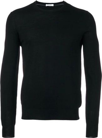 Paolo Pecora Zwarte Crew Neck Trui Wol - Heren - Ronde hals truien - Zwart - XL - Wol - Truien & Vesten