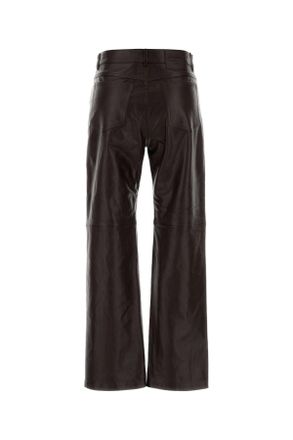 Max Mara Womens Chocolate Leather Pesca Pant Brown Exterior: Lamb Pantaloni Trousers