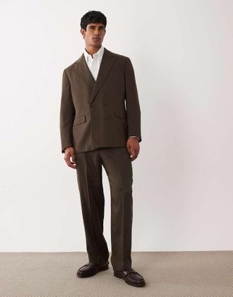 Selected Pantaloni da abito regular marroni in coordinato-Marrone