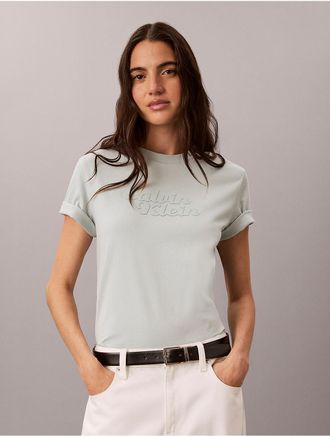 Calvin Klein Jeans Calvin Klein Womens Embossed Calvin Klein Logo Tee - Green - XL
