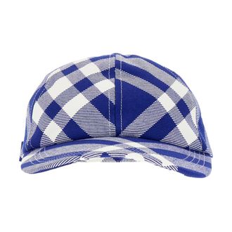 Burberry Caps, unisex, Blue, Size: S Checked Baseball Cap
