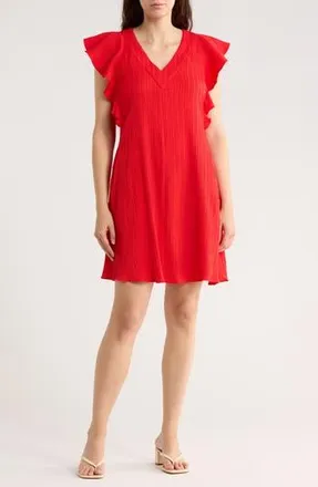 Sandra Darren V-Neck A-Line Dress in Red at Nordstrom Rack, Size X-Large