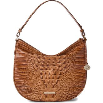 Brahmin Small Kathleen Croc Embossed Leather Shoulder Bag in Cinnamon at Nordstrom