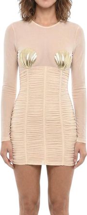 Dsquared2 Beige Textured Round Neck Mini Dress