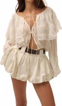 For Love & Lemons Horizon Front Tie Blouse In White