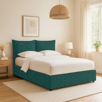 Talamo Italia Cama Individual Chatteris, Con Funda, Hecho En Italia, Verde Petr&oacute;leo